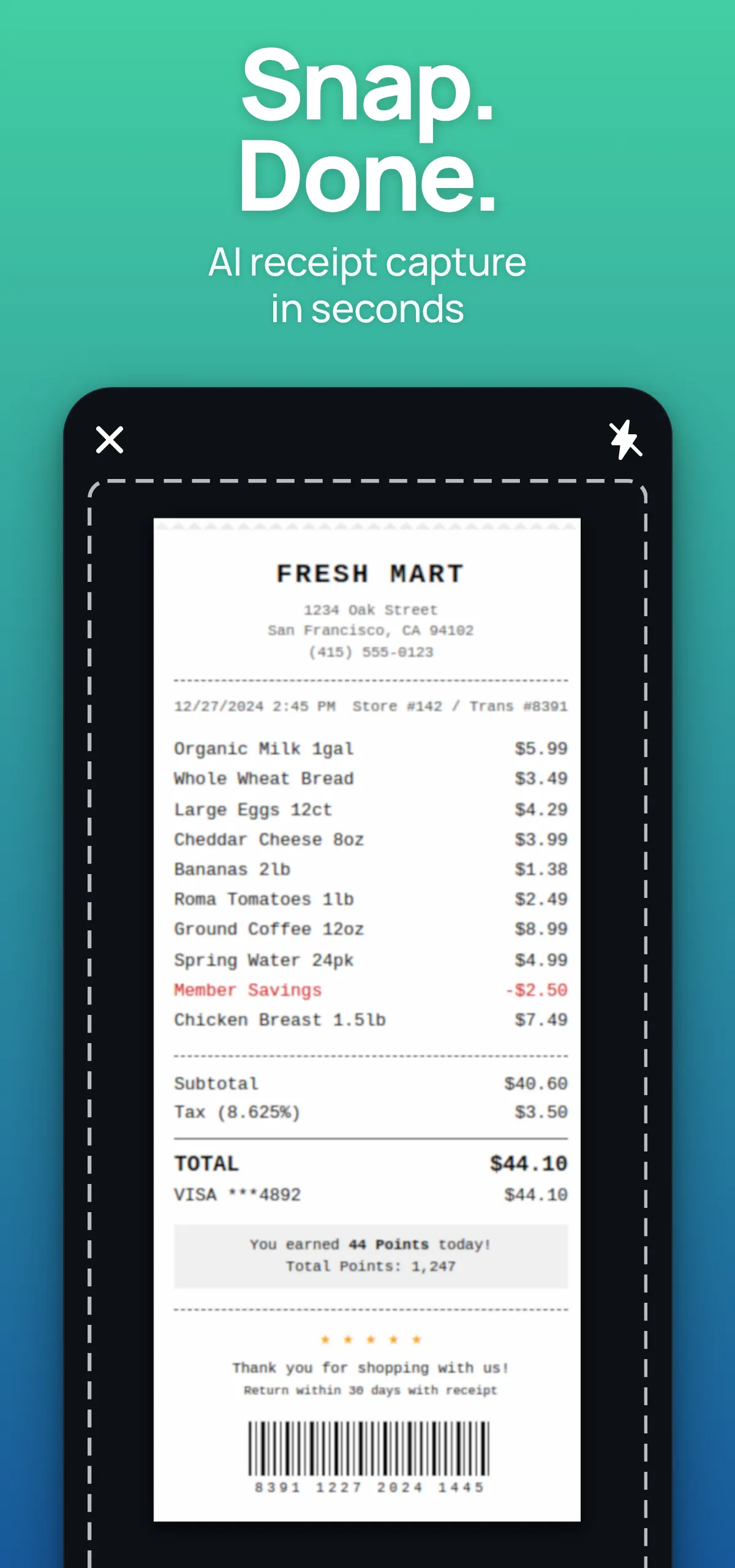 Android: Snap. Done. AI receipt capture in seconds