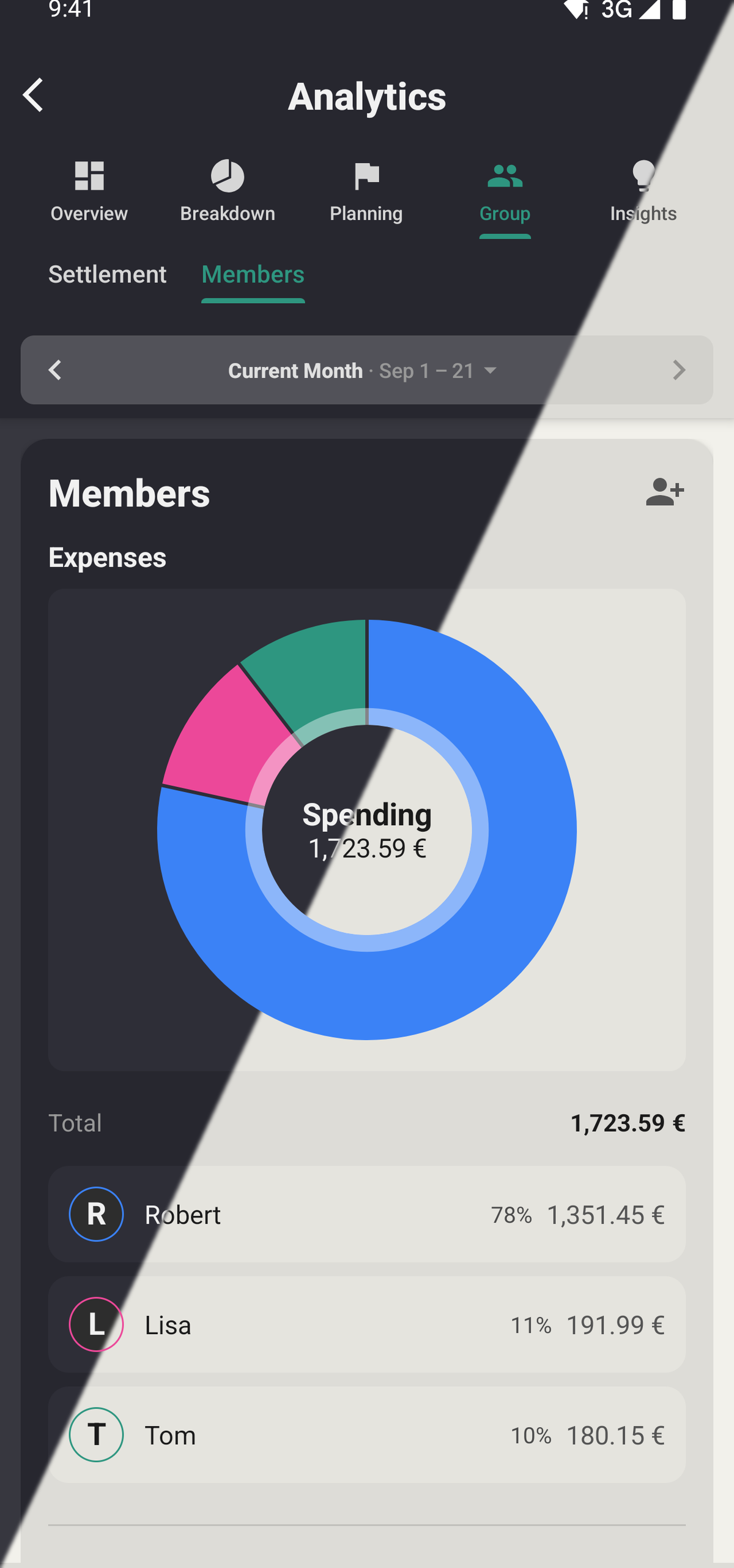 The same statistics screen, half in dark mode and half in light mode